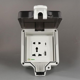 Ổ CẮM NGOÀI TRỜI CHỐNG NƯỚC IP66 (CÓ 02 CỔNG USB 5V 3.1A)