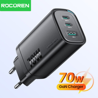 Rocoren GAN 70W USB C Sạc Du Lịch Di Động Sạc Nhanh PD QC 3.0 Sạc Nhanh Cho iPhone 17 Pro Max Laptop