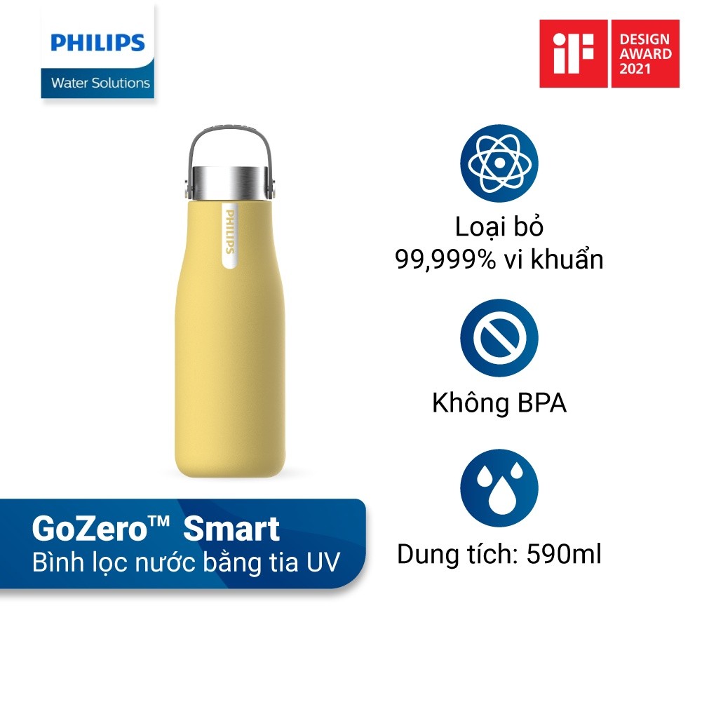 Bình Giữ Nhiệt Thông Minh UV Led Philips AWP2788YL/74 Vàng Chính Hãng Bảo Hành 2 Năm