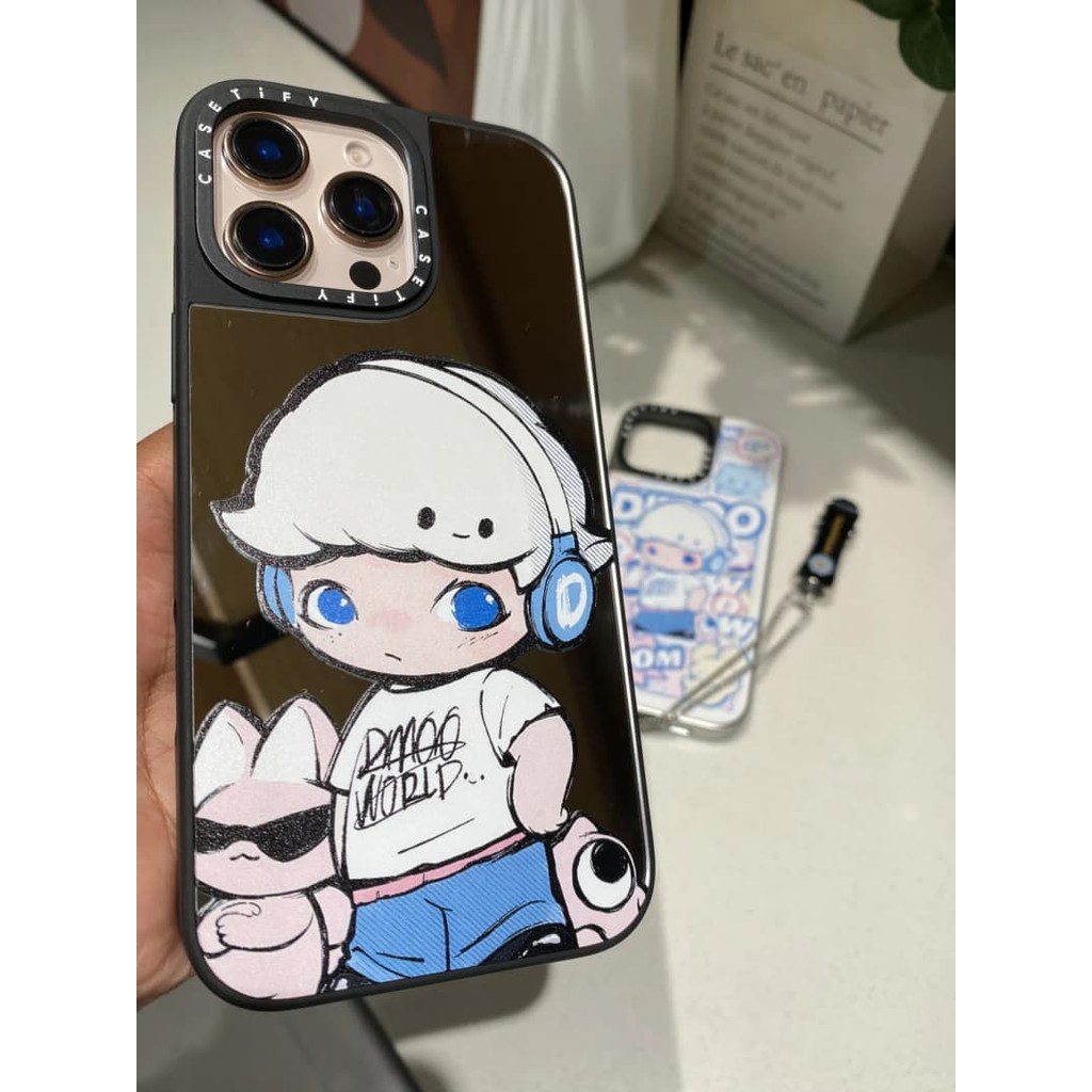 CASETiFY X DIMOO OOTD Vỏ IPhone gương đen & mảnh hút từ tính IPhone 16 15 14 13 12 Pro Max Plus Vỏ cứng có hộp khắc logo