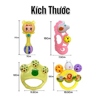 Bộ đồ chơi lục lạc, xúc xắc 7 món cầm tay hình các nhân vui nhộn dành cho bé, giúp bé tập cầm nắm