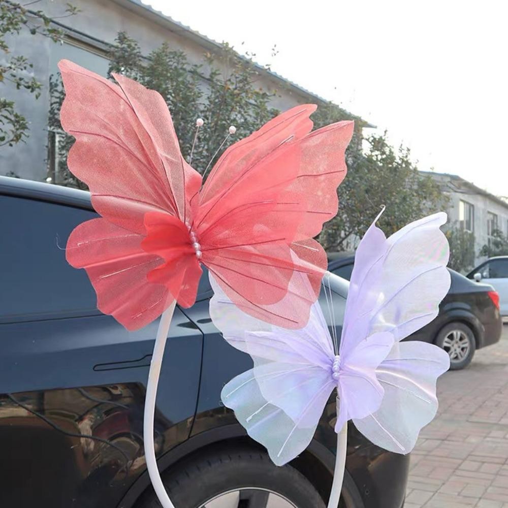 SLICELLIFE Hoa Bướm Nhân Tạo, Bướm Lớn Lụa 50cm, Hoa Nhân Tạo Nền Nhiều Màu Sắc Hoa Giả Đạo Cụ Chụp Ảnh Sân Vườn