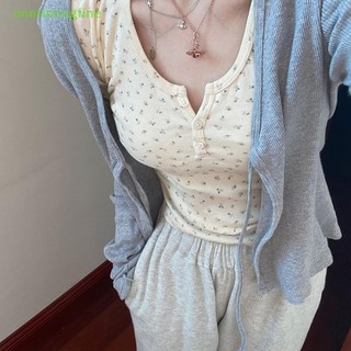 Onetimingfine Nữ Mùa Hè Retro Hoa Chữ U Nút Cổ Áo Thun Tay Ngắn Hottie Slim Crop Top VN