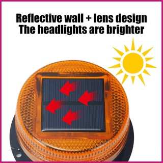 Đèn LED an toàn năng lượng mặt trời cảnh báo dừng, nhấp nháy, đế từ tính mạnh, shopidaevn