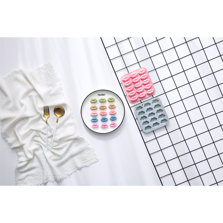 15 Khoang Môi Mô Hình Khuôn Silicon Ngày Lễ Tình Nhân Series Bánh Sô Cô La Khuôn Fondant Thạch Epoxy Khuôn DIY Dụng Cụ