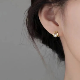 Bông tai ngọc trai bạc S925 Trang sức thời trang đơn giản Quà tặng nữ