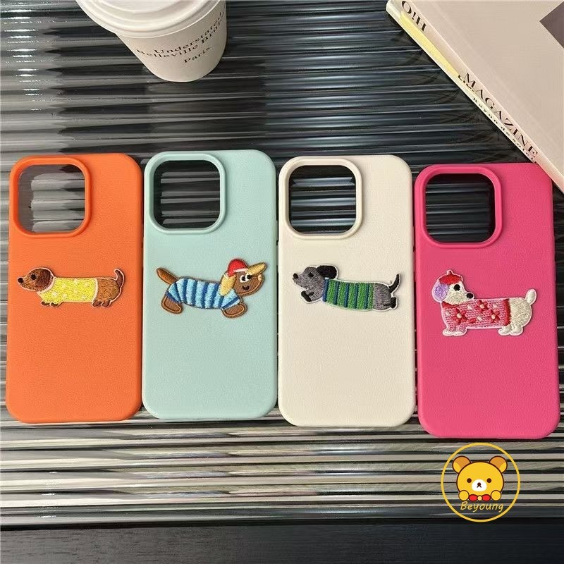 Vỏ Mềm Chó Dachshund Thêu Ngộ nghĩnh Cho iPhone 12 11 Pro Max 12 Mini XS Max X XR 8 7 6 6S Plus SE 2020 Vỏ Điện Thoại Da Chống Rơi Vỏ Dễ Thương