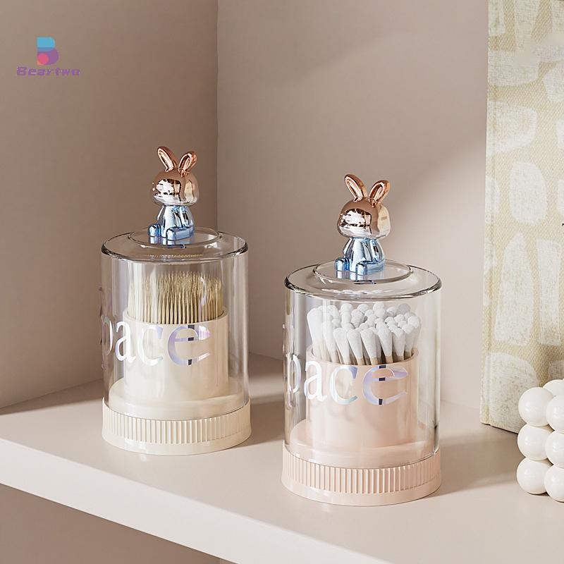 < Beartwo > Hộp tăm trong suốt Hộp bông gia dụng Hộp lưu trữ máy tính để bàn Hộp đựng sáng tạo Hộp đựng đầu răng đẹp