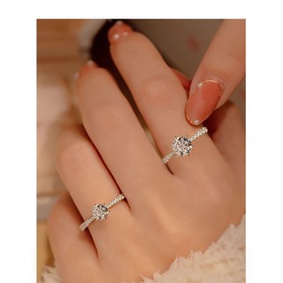 Nhẫn Nữ Giả Moissanite 1 Karat Sáu Móng Vuốt Nhẫn Kim Cương Mở Có Thể Điều Chỉnh 2025 Mới Cưới Cầu Hôn Nhân Tạo Nhẫn Kim Cương Quà Tặng Cặp Đôi