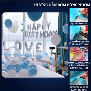Set trang trí sinh nhật người lớn màu trắng xanh SNNL-XANH DƯƠNG 02,Bóng bay trang trí sinh nhật cho bé trai tại nhà