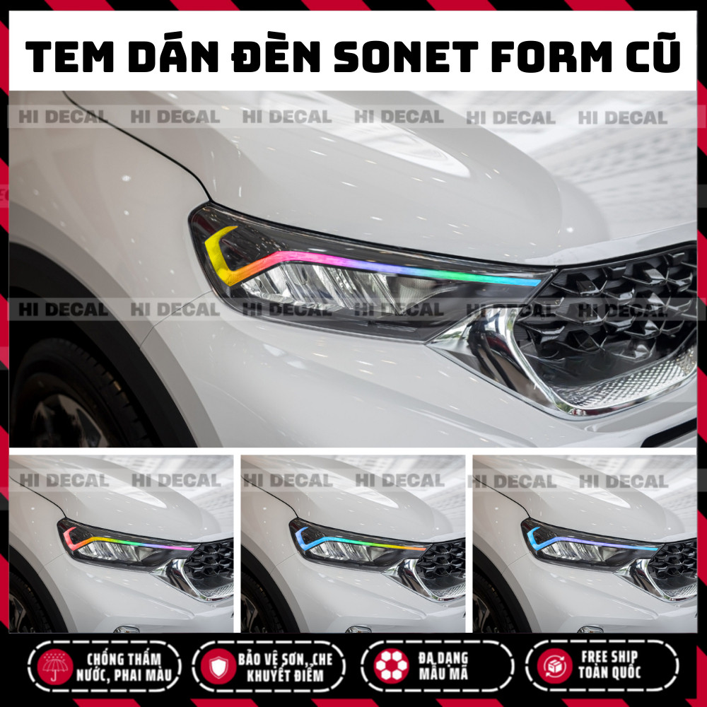 Tem dán đèn Sonet 2020 - 2023 form cũ, Tem trang trí xe chống nước, bền màu, chịu nhiệt tốt