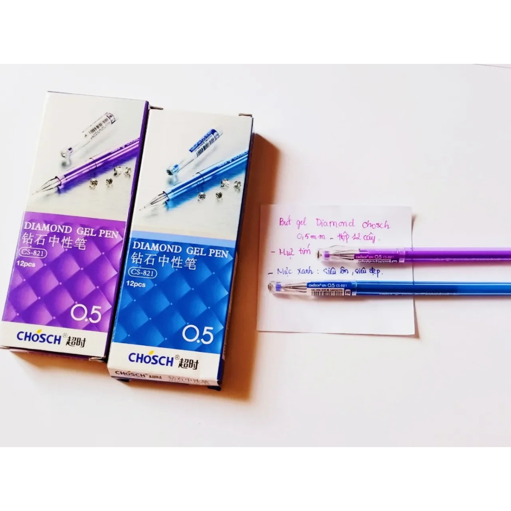 [ HỘP 12 CÂY ] Bút bi nước, viết gel kim cương 821 Chosch.