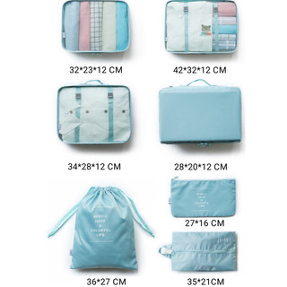 Set 7 Túi Du Lịch Đa Năng Chống Nước Dung, Lượng Cao Thiết Kế Lưới, Thấy Dễ Dàng Phân Loại