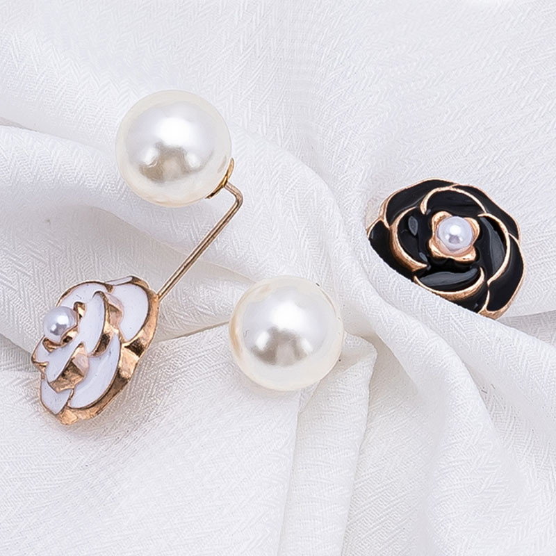 [YUNYUAN] Cổ Ngọc Trai Camellia Chống Phơi Sáng Hiện Vật Tinh Tế Cài Nút Áo Sơ Mi Quần Áo Cố Định Phụ Kiện Pin Cho Nữ