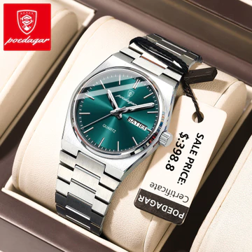 Đồng hồ POEDAGAR, đồng hồ nữ sang trọng đồng hồ thạch anh thanh lịch chống thấm nước ban đêm ngày tuần đồng hồ nữ thép không gỉ