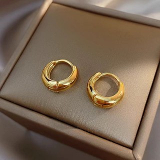 Vintage Audrey 18k Mạ Vàng Thép Titan Vòng Đeo Tai Nữ Đa Năng Tối Giản Giọt Nước Hình Tròn Bông Tai