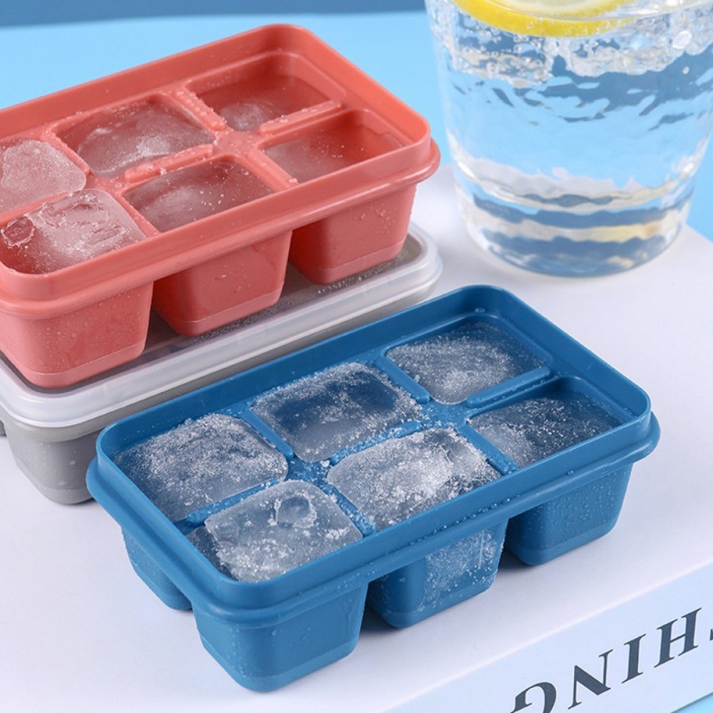 [Trang chủ] Khay đá silicon chống rò rỉ có nắp đậy - Hộp đá có thể xếp chồng lên nhau 3 màu, Thiết kế chống mùi cho tổ chức tủ lạnh gia đình / văn phòng
