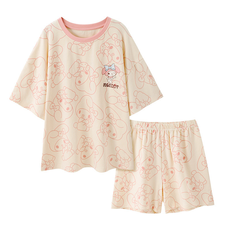 Bộ đồ ngủ nữ mùa hè Đông Nam Á Bộ quần Short ngắn tay mùa hè dành cho nữ Phim hoạt hình mới Quần áo nhà mỏng dễ thương Bán buôn
