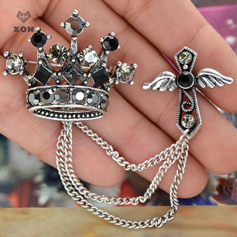 XON Ghim Cài Áo Hình Vương Miện Đính Đá Nhân Tạo Thời Trang