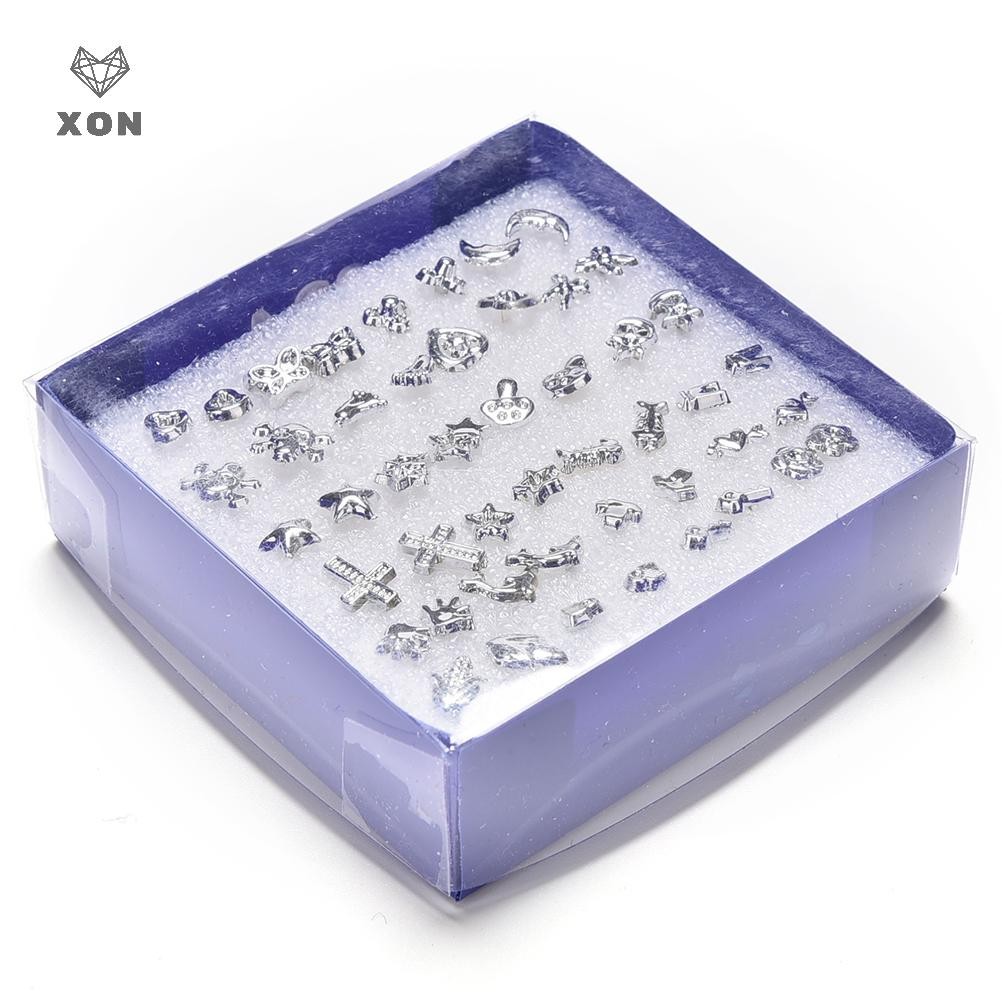 XON Set 24 đôi khuyên tai nhựa mạ bạc thời trang