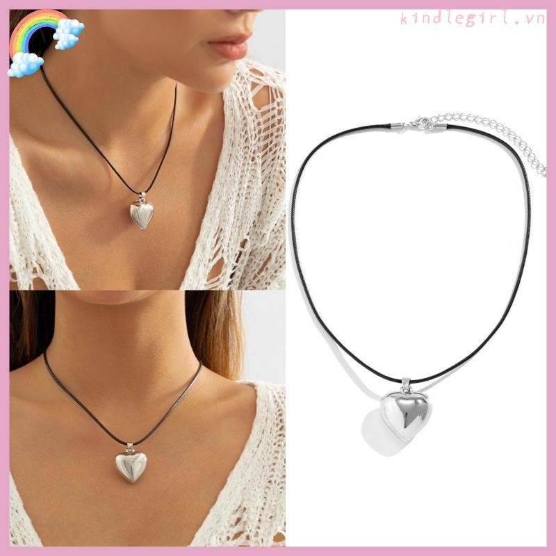 Vòng cổ thời trang mặt dây chuyền hình tình yêu bằng thép không gỉ KING Y2K dành cho nữ Cô gái