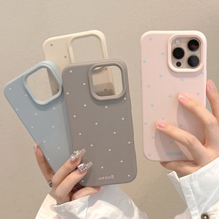 [Sheren] Vỏ điện thoại chấm bi màu trơn đơn giản Thích hợp cho i16 15 14 13 12 11 pro max Vỏ bảo vệ chống sốc