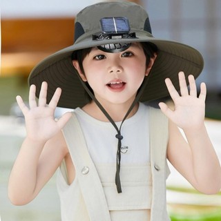 Mũ che nắng ngoài trời BAIHE, có quạt làm mát Mũ che nắng vành rộng, Mũ chống tia cực tím / USB thoáng khí cho trẻ em Mũ ngư dân