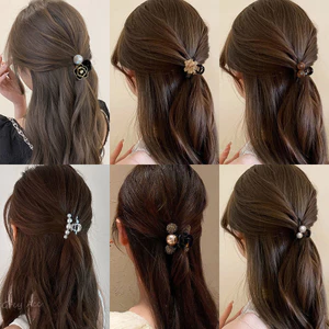 Kẹp ngoạm hoa trà, phụ kiện tóc nữ, kẹp tóc nhỏ, nhỏ gọn, kẹp tóc hai bên tóc mái, kẹp ngọc trai, lười JUXO