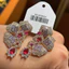 Đẹp Phong Cách Mới Thời Trang Ánh Sáng Sang Trọng Bông Tai Hoa Zircon Tím