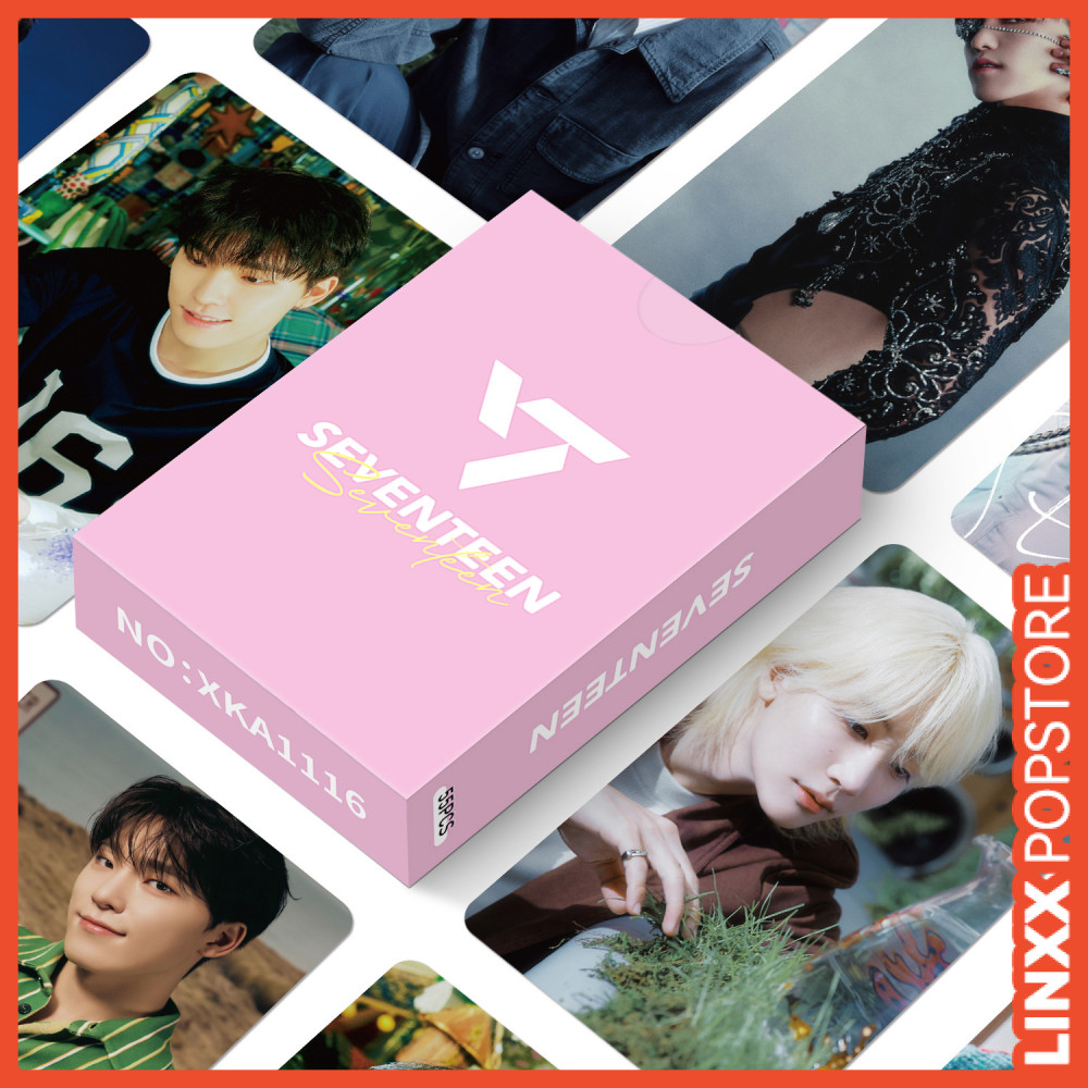 LINXX 55 Chiếc Seventeen Nhóm Lomo Cards K-pop Boy Band Holographic Selfie Collectible Photo Set 3 inch Mini Laser Cards Quạt Hàng Hóa Gói Quà Tặng