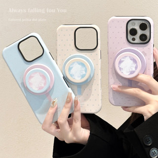 [Sheren] Vỏ điện thoại có giá đỡ từ tính kim cương chấm bi Thích hợp cho i16 15 14 13 12 11 pro max Vỏ bảo vệ chống sốc