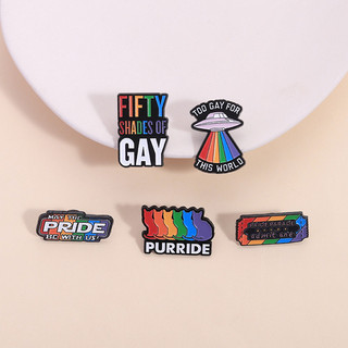 LGBT Cầu Vồng Văn Bản GAY Men Trâm Sáng Tạo Cá Tính Mèo UFO Kim Loại Pin Ba Lô Quần Áo Phụ Kiện Quà Tặng Cho Bạn Bè