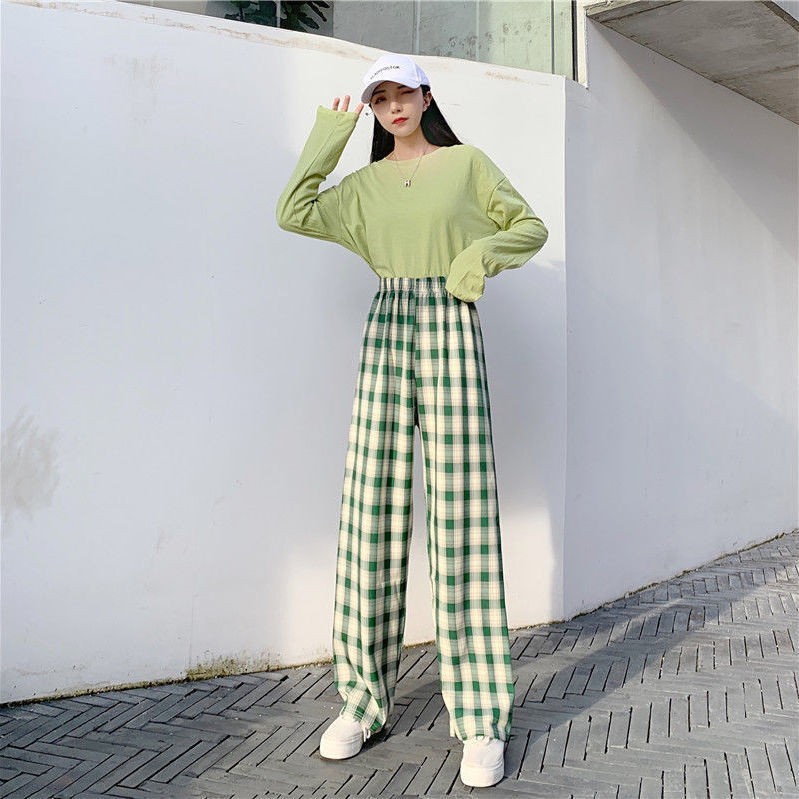 Kẻ Sọc Quần Ống Rộng Nữ Rời Drap Ôm Hơn Nhìn Mùa Hè Mỏng Thẳng Quần Thường Ngày Cao @ -