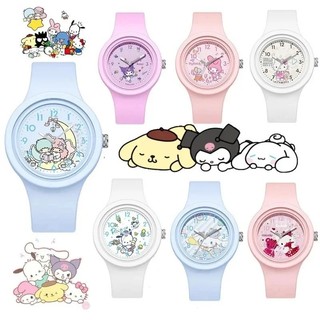 Đồng hồ đeo tay Sanrio Hello Kitty Anime My Melody Cinnamoroll Đồng hồ trẻ em 3D Sinh viên Dây đeo silicon Đồng hồ thạch anh