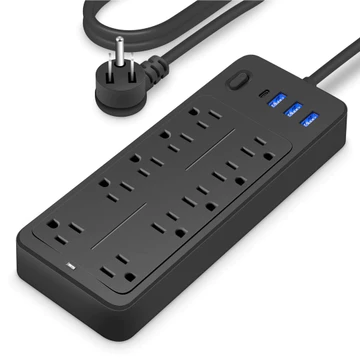 Hilivn) Dải nguồn bảo vệ chống sét 14 trong 1 có cổng USB Dây 3,9 ft Bảo vệ chống sét đa chức năng Dải nguồn ngắt tự động với 10 ổ cắm AC 3 cổng USB và 1 Type-c