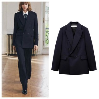 Zara Thu Đông Phong Cách Mới Nữ Âu Mỹ Phong Cách Quần Thẳng9382320  Blazer ngực đôi9380320