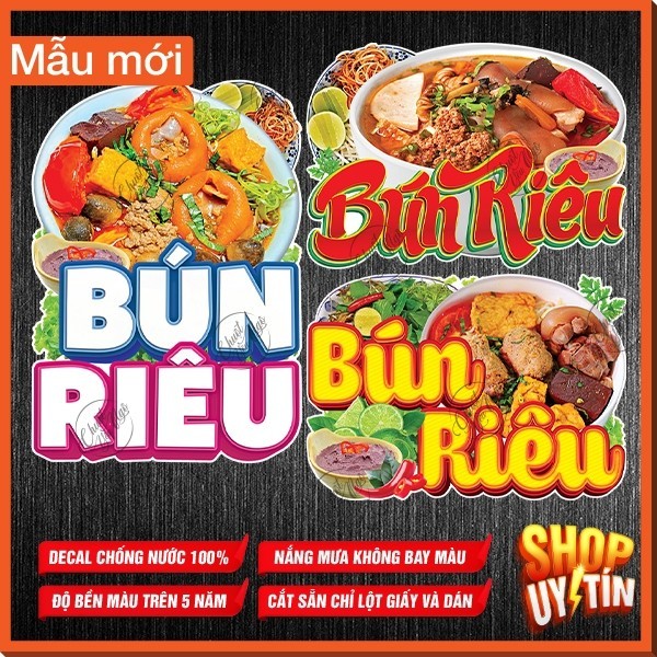 Hình dán BÚN RIÊU dán xe , dán kính, hình decor decal trang trí xe bản ...