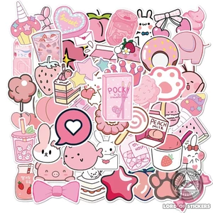 50 Hình Dán Sticker Họa Tiết Graffiti Màu Hồng Cute