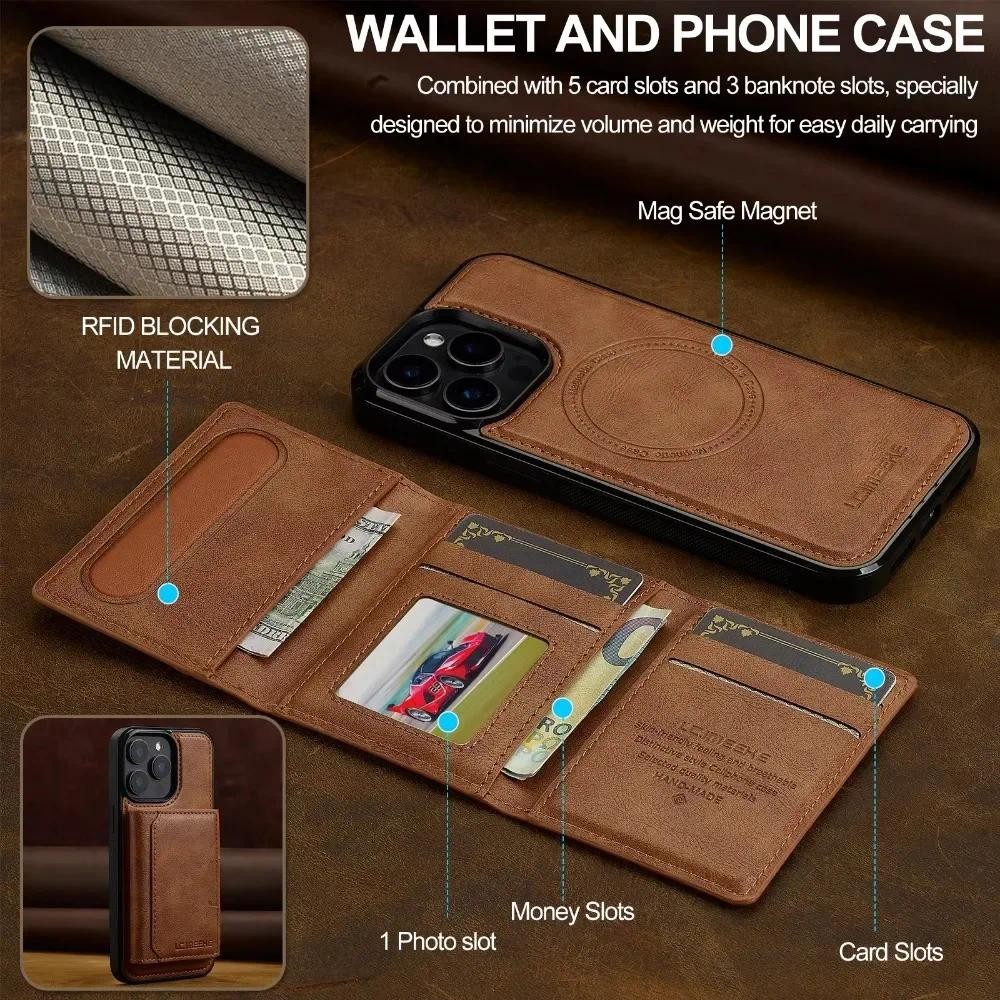 Ốp Ví Có Thể Tháo Rời Cho IPhone 16 Pro Max 15 14 Plus 13 12 11 XS XR X 7 8 SE 2022 2020 2024 Cho Vỏ Điện Thoại Da Từ Tính MagSafe Có Hộp Đựng Thẻ Lật Bảo Vệ Nam Nữ C