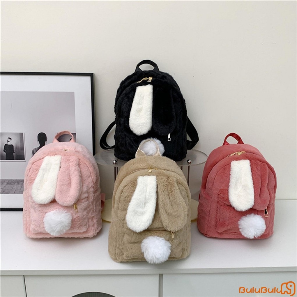 Ba Lô Sang Trọng Cho Nữ Ví Thỏ Dễ Thương Ba Lô Nhẹ Lông Thú Giả Daypack Bookbag