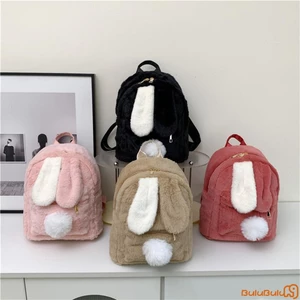 Ba Lô Sang Trọng Cho Nữ Ví Thỏ Dễ Thương Ba Lô Nhẹ Lông Thú Giả Daypack Bookbag