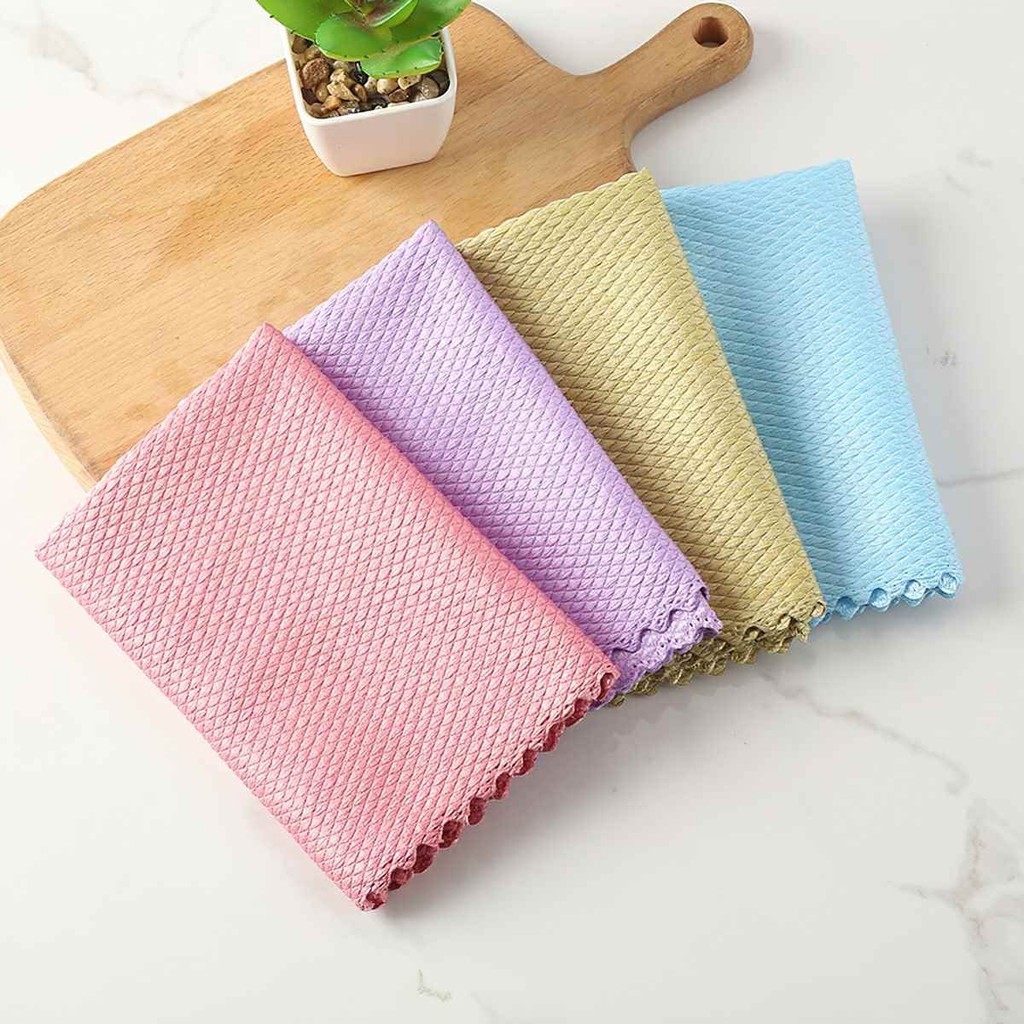 Combo 10 Khăn Lau Bát  - Lau Kính - Lau Đánh Bóng Đa Năng - Công Nghệ Mới Không Xù Lông 25x25cm FE123