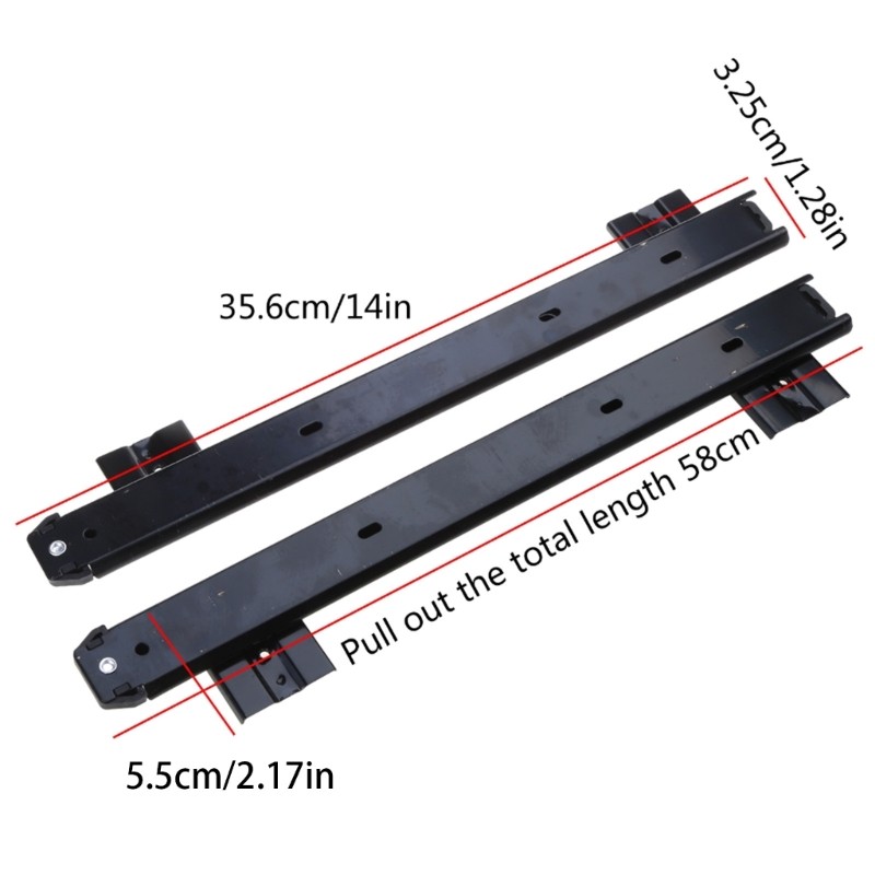 1 Pair Height-Adjustable Guides with  Bearing for Drawer Keyboard Shelf