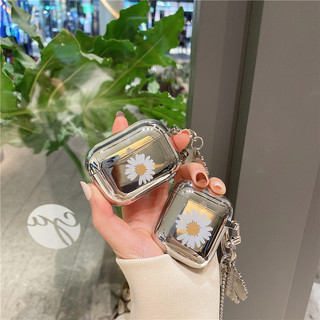 Vỏ Tai Nghe Bluetooth Không Dây Cho Airpods 4 3 AirpodsPro Pro2 1 / 2nd Bạc Nóng Hoa Cúc Dễ Thương Mặt Dây Chuyền Vòng Cổ Hộp Tai Nghe