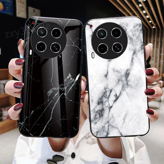 Vỏ chuyển màu đá cẩm thạch sang trọng cho Tecno Camon 30 S Pro 30S 4G 5G 2024 Vỏ bảo vệ kính cường lực cho TecnoCamon30S 30SPro Ốp điện thoại TPU cạnh chống sốc