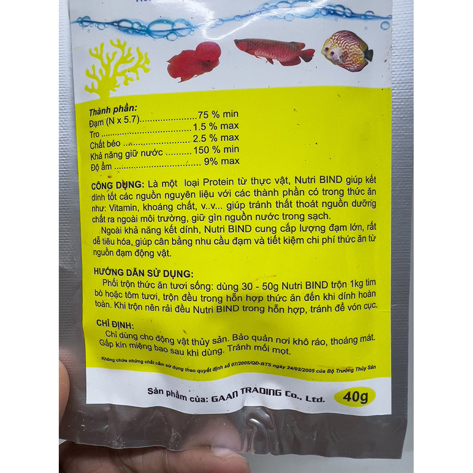 Nutri Bind Kết Dính Tự Nhiên Trộn Tôm, Tim Bò Thức Ăn Cho Cá Cảnh (Gói 40gram)