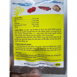 Nutri Bind Kết Dính Tự Nhiên Trộn Tôm, Tim Bò Thức Ăn Cho Cá Cảnh (Gói 40gram)