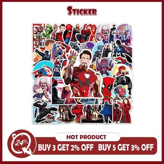 Bộ 50 Siêu Nhân Người Sắt Marvel Miếng Dán Điện Thoại Laptop Chai Mũ Bảo Hiểm PVC Chống Thấm Nước Miếng Dán DIY