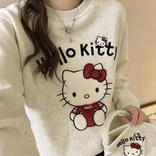 (TẶNG TÚI) Áo Sweater Nỉ  Form Rộng In hình hello kitty tặng túi như hình