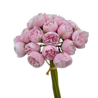 Cụm hồng trà 27 bông hoa lụa cắm hoa bàn phòng khách trưng bày bó hoa trang trí